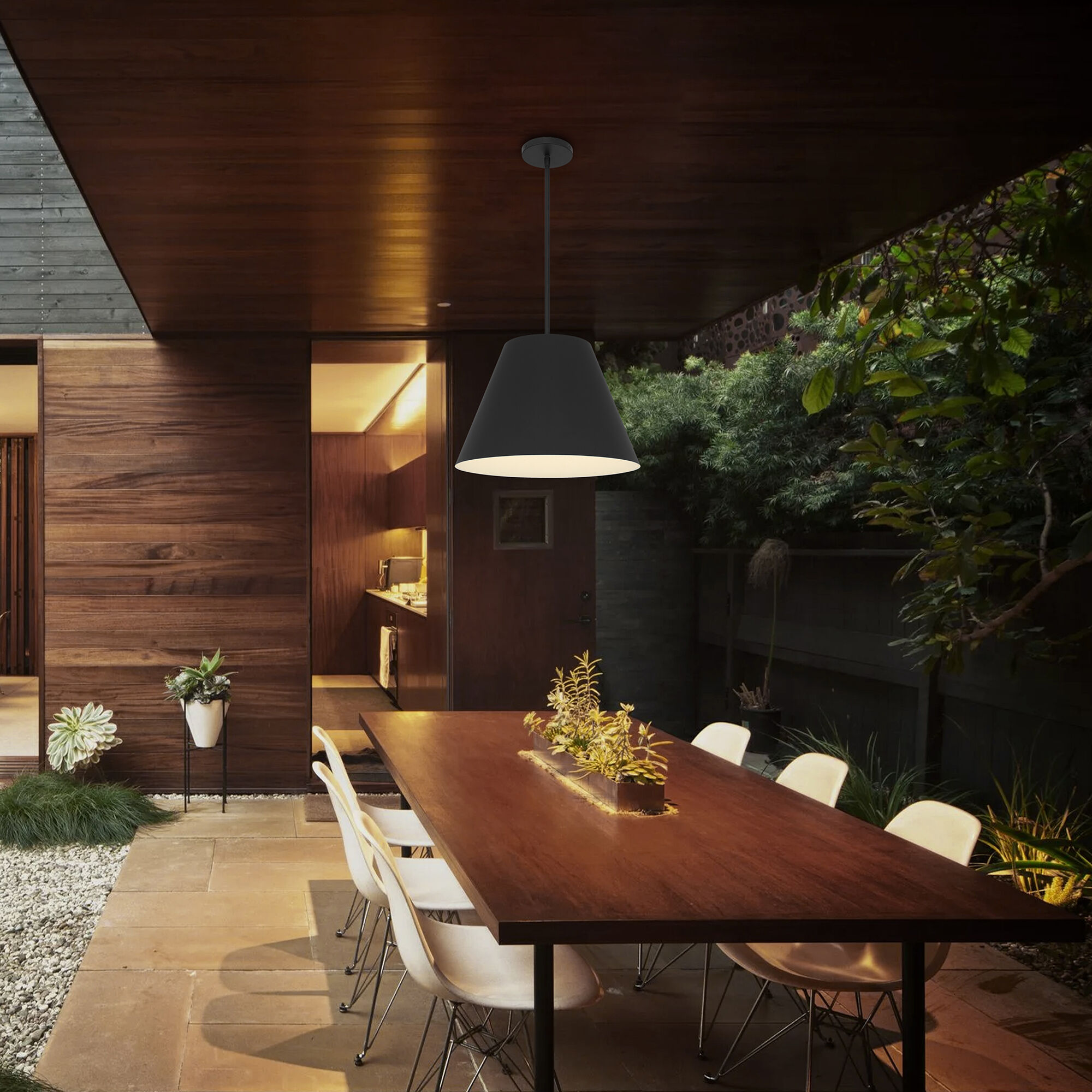 Jaz LED 16 inch Sand Black Outdoor Pendant